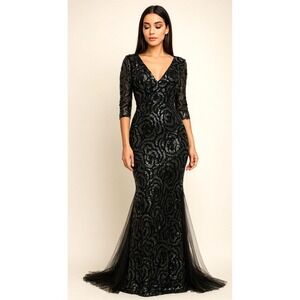 NEW! Somerset By Alice Temperley All Over Sequin Gown Formal Black SZ 10